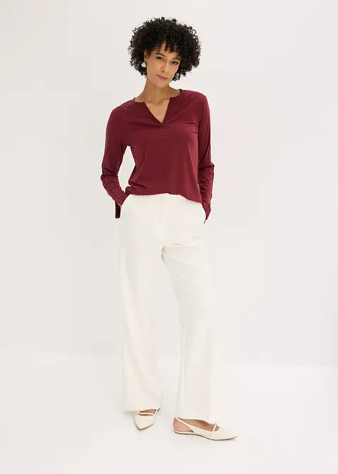 Maglia a maniche lunghe con inserto in satin, bonprix