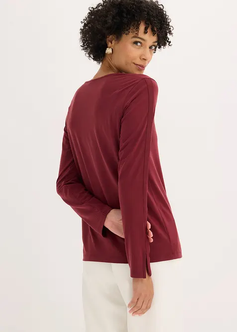 Maglia a maniche lunghe con inserto in satin, bonprix
