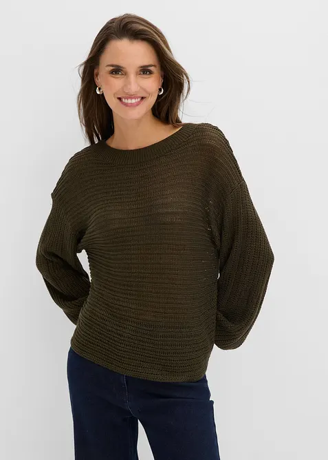 Maglione traforato oversize, bonprix