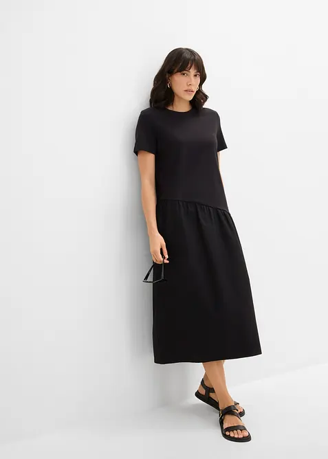 Abito in maglina con materiali misti, bonprix
