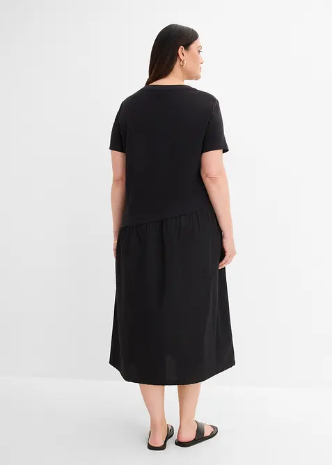 Abito in maglina con materiali misti, bonprix