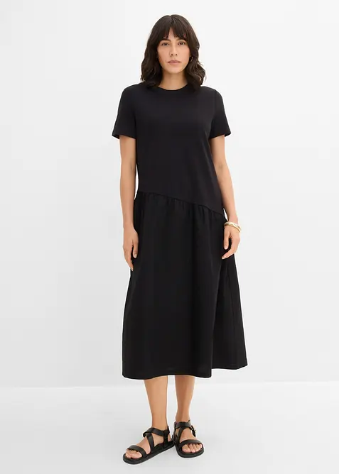 Abito in maglina con materiali misti, bonprix