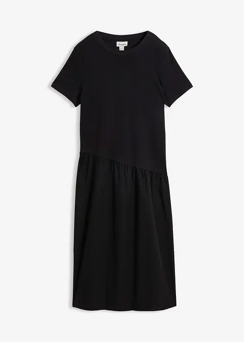Abito in maglina con materiali misti, bonprix