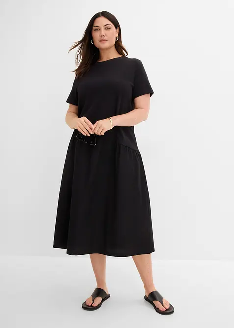 Abito in maglina con materiali misti, bonprix