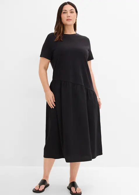 Abito in maglina con materiali misti, bonprix