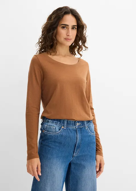 Maglia a maniche lunghe in jersey slub leggero, bonprix