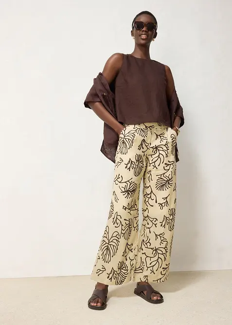 Pantaloni larghi in puro lino, bonprix