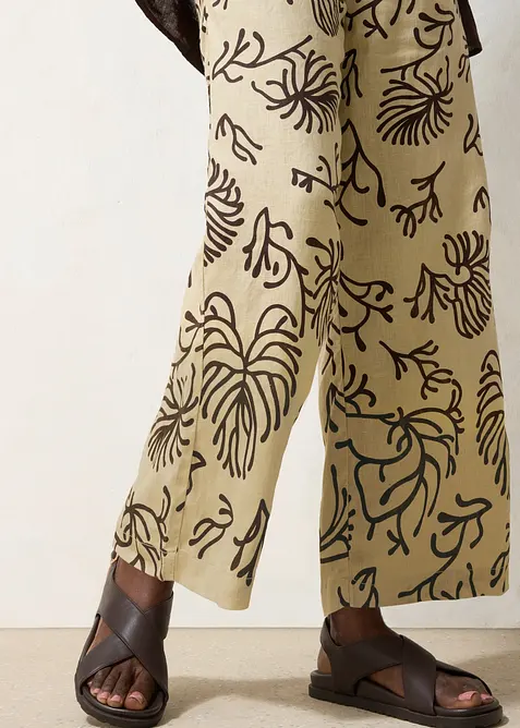 Pantaloni larghi in puro lino, bonprix