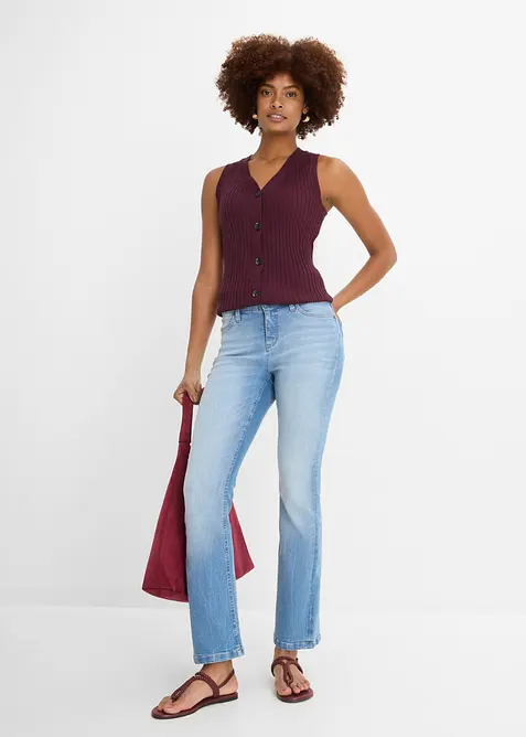 Jeans bootcut elasticizzati confortevoli, vita alta, bonprix