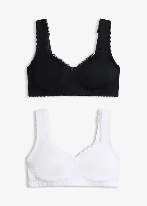 Reggiseno t-shirt minimizer senza ferretto con cotone biologico (pacco da 2), bonprix