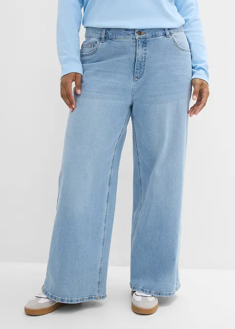 Jeans wide leg, vita media, bonprix