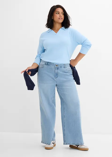 Jeans wide leg, vita media, bonprix