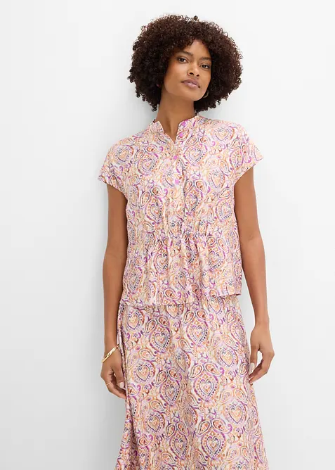 Blusa a maniche corte in misto viscosa, bonprix