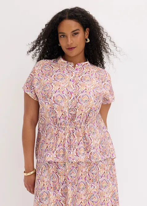 Blusa a maniche corte in misto viscosa, bonprix