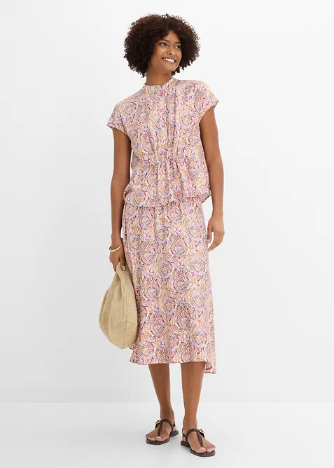 Gonna midi in misto viscosa, bonprix