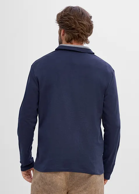Polo in puro cotone con dettagli a quadretti, bonprix