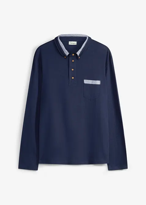 Polo in puro cotone con dettagli a quadretti, bonprix