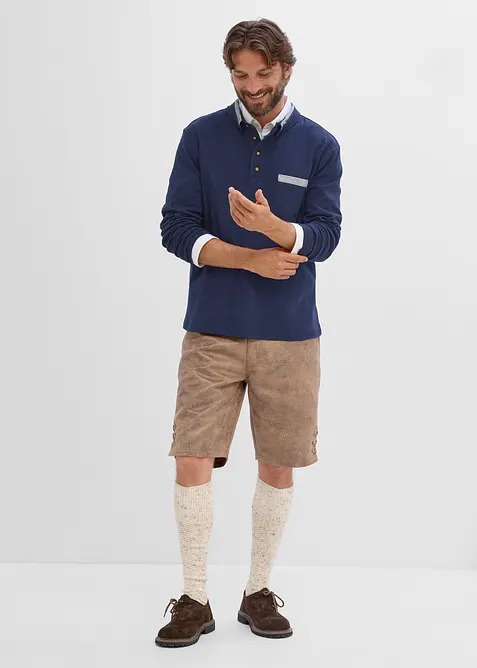 Polo in puro cotone con dettagli a quadretti, bonprix