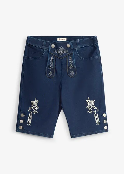 Bermuda bavaresi in denim felpato con vita comoda, bonprix