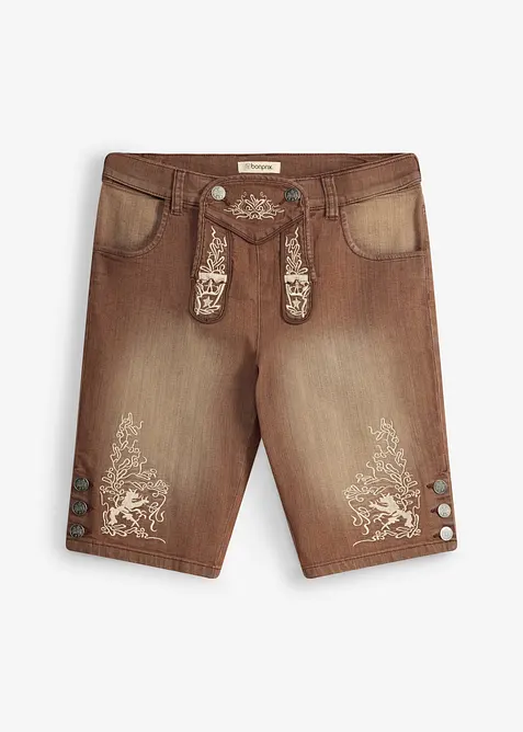 Bermuda bavaresi in jeans con lavaggio vintage, regular fit, bonprix