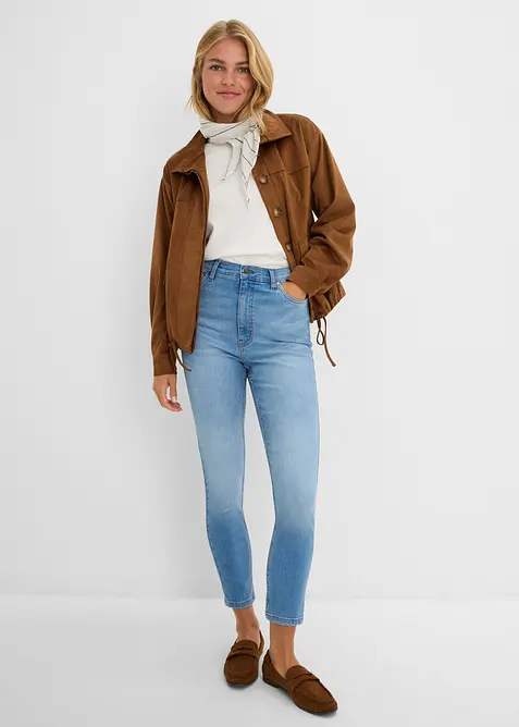 Jeans skinny cropped, vita alta, bonprix