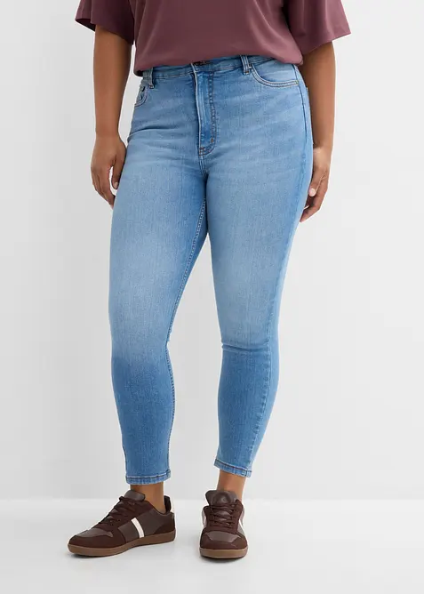 Jeans skinny cropped, vita alta, bonprix