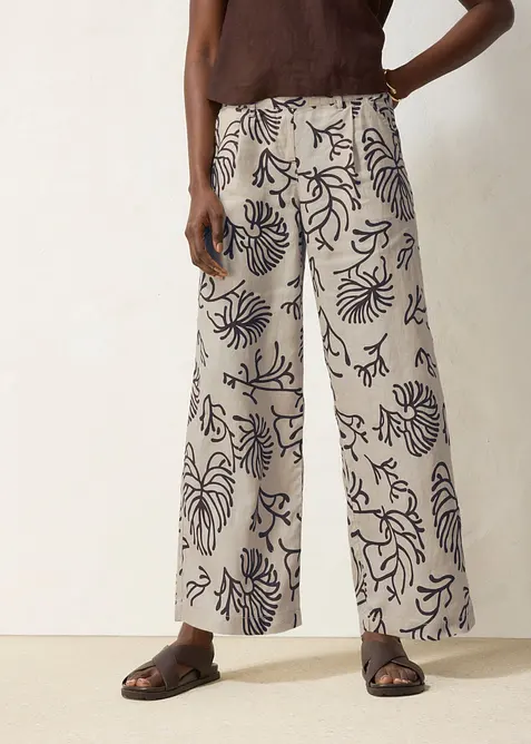 Pantaloni larghi in puro lino, bonprix