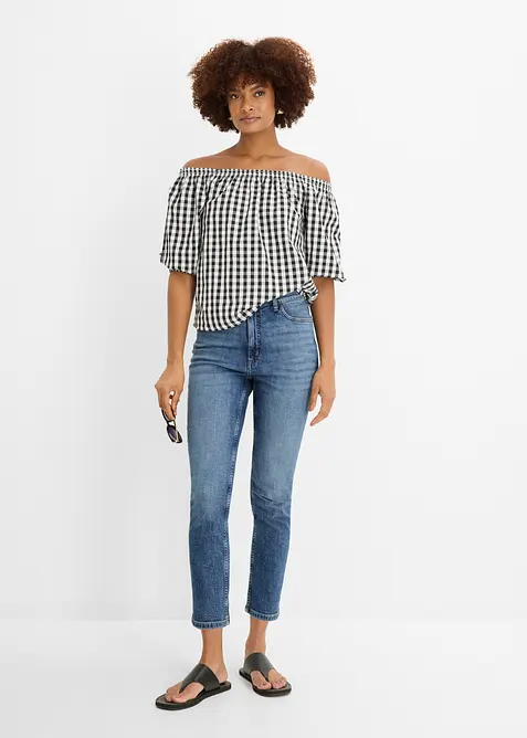 Jeans cropped slim fit, vita alta, bonprix