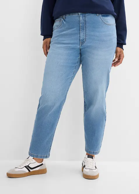 Mom jeans cropped, vita alta, bonprix