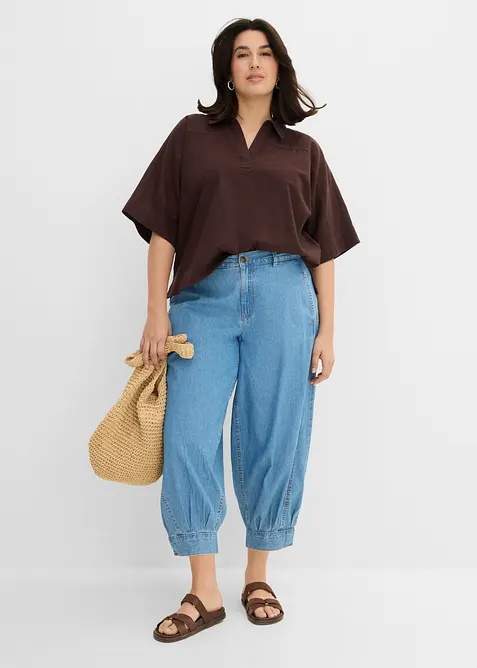 Jeans a palloncino leggeri con vita elasticizzata, vita media, bonprix
