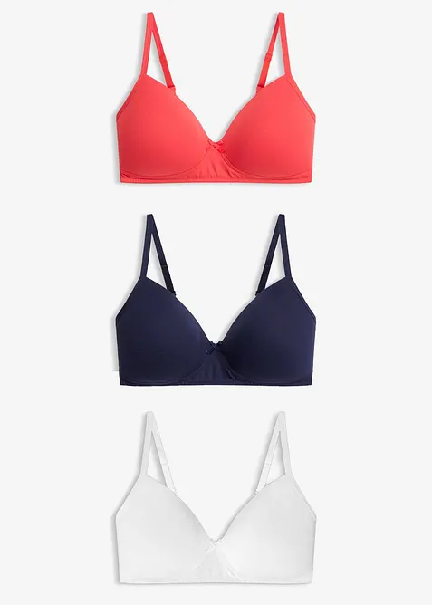Reggiseno senza ferretto con coppe preformate e cotone biologico (pacco da 3), bonprix