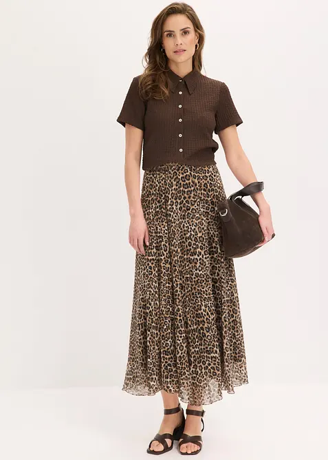 Gonna di chiffon con effetto crinkle, bonprix