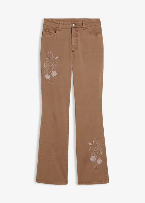 Jeans bootcut in misto cotone elasticizzato con ricami, bonprix