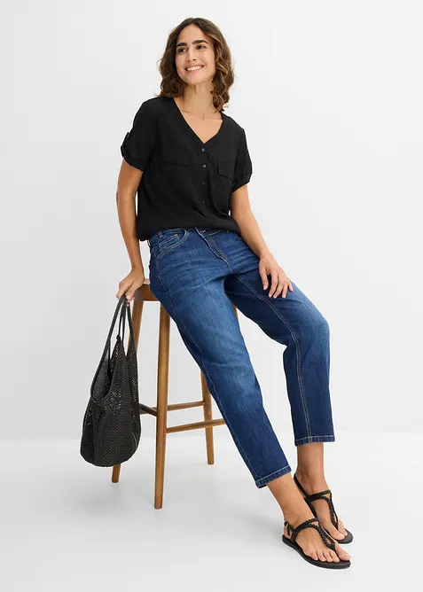 Mom jeans cropped, vita alta, bonprix