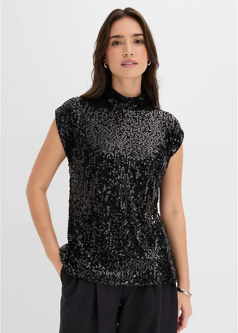 Top con paillettes, bonprix