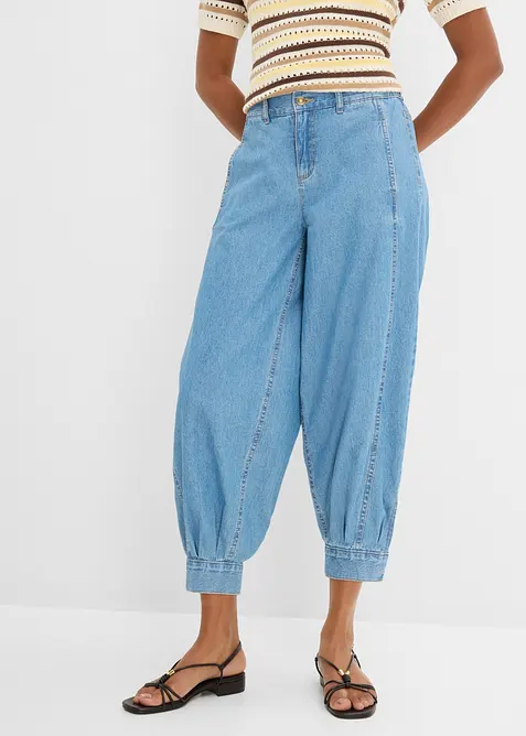 Jeans a palloncino leggeri con vita elasticizzata, vita media, bonprix