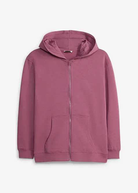 Felpa con zip e cappuccio in morbido misto cotone biologico, bonprix