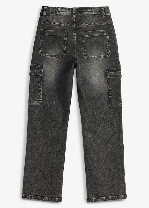 Jeans cargo larghi, vita media, bonprix