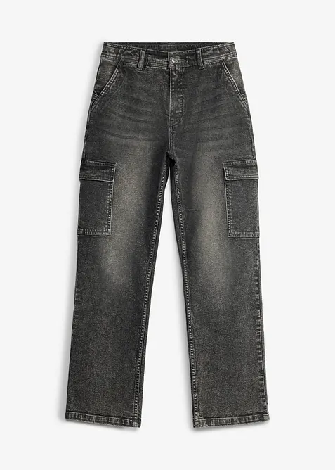 Jeans cargo larghi, vita media, bonprix