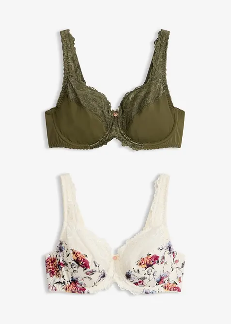 Reggiseno con ferretto e fantasia floreale (pacco da 2), bonprix