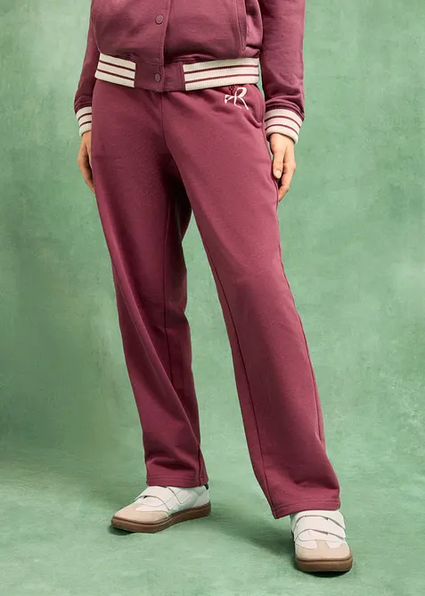 Pantaloni in felpa di puro cotone biologico, wide leg, bonprix