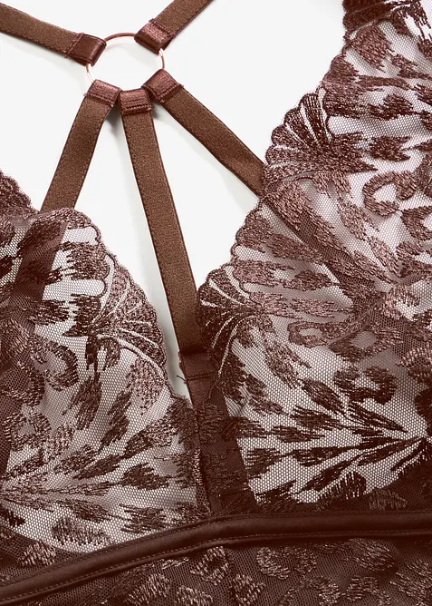 Body con perizoma e raffinato ricamo, senza ferretto, bonprix