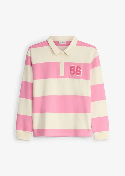 Felpa stile polo in puro cotone biologico, bonprix