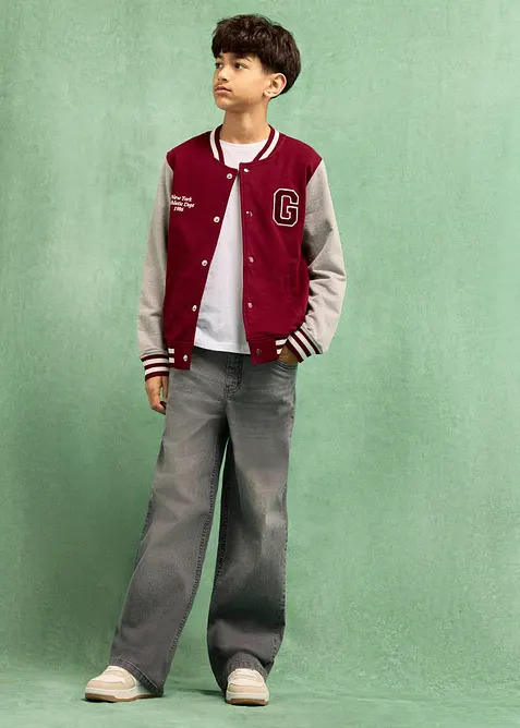 Giacca varsity in felpa di cotone morbido, bonprix