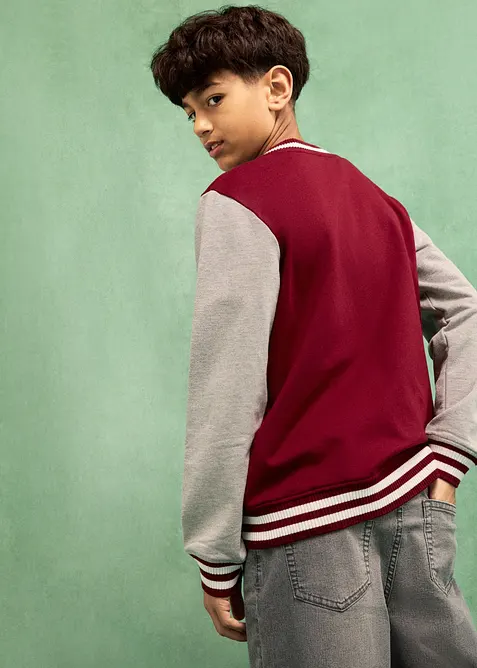 Giacca varsity in felpa di cotone morbido, bonprix