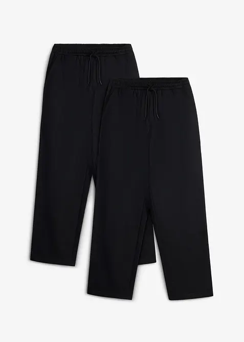 Pantaloni da jogging larghi con cotone biologico morbido (pacco da 2), bonprix