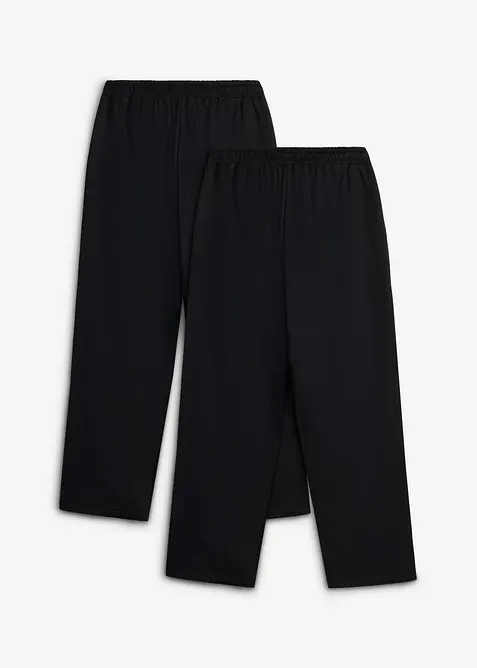 Pantaloni da jogging larghi con cotone biologico morbido (pacco da 2), bonprix