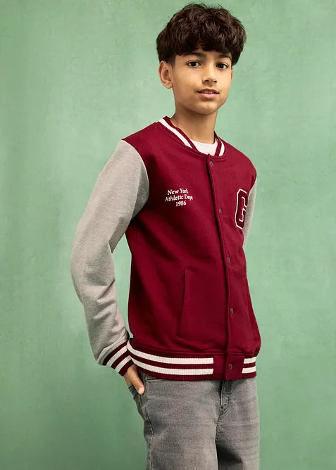 Giacca varsity in felpa di cotone morbido, bonprix