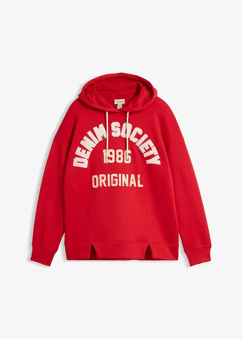 Felpa oversize in puro cotone con cappuccio, bonprix