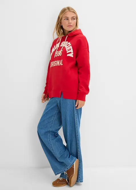Felpa oversize in puro cotone con cappuccio, bonprix